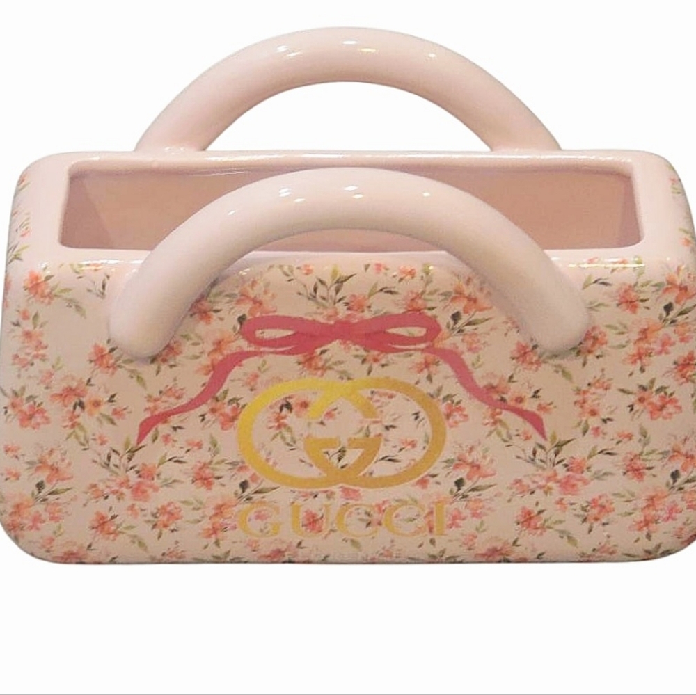 At Home Gucci Logo Floral Purse-Shaped Decor